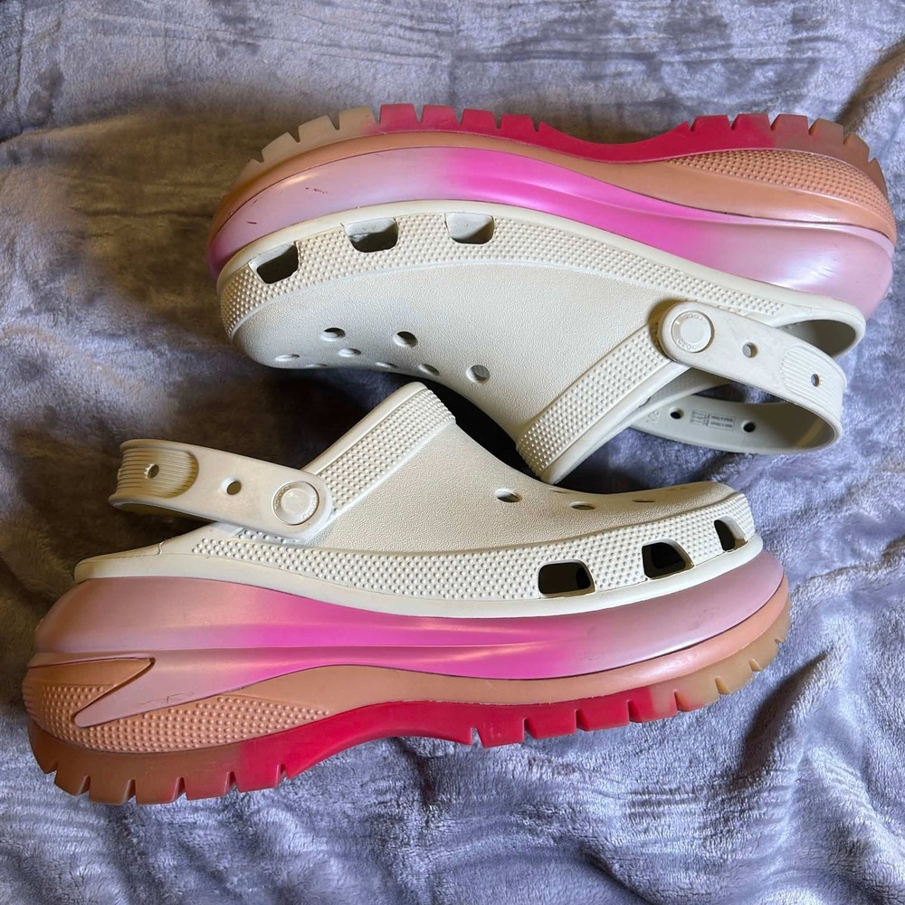 Crocs Mega Crush Clog Bone Pink Gradient Platform Sandals Womens 10 Mens 8